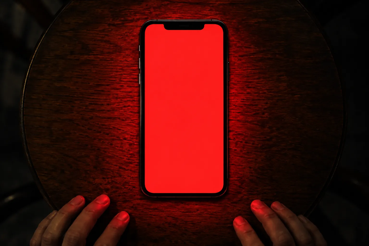円卓の上で、赤く光るスマホの画面
